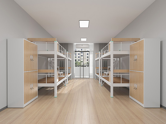 双层铁架床厂家将楼梯和柜子二合一！